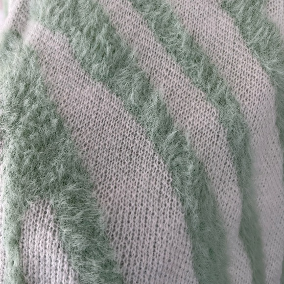 Fluffy mint striped sweater - Picture 2 of 3